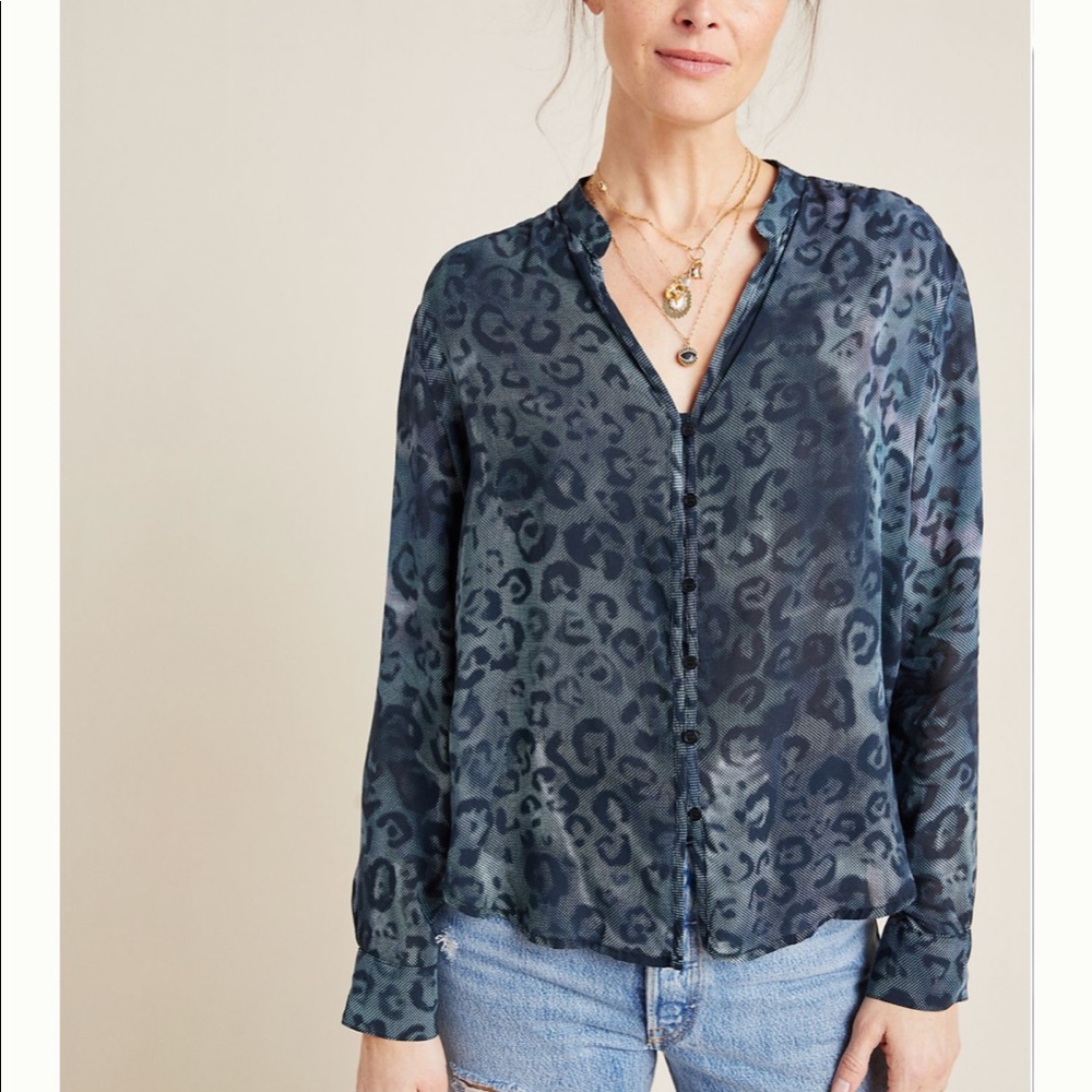 Cloth & Stone Tie-Dyed Leopard Blouse M